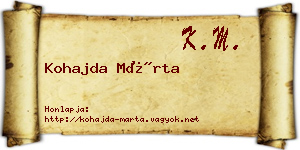Kohajda Márta névjegykártya