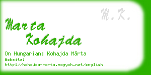 marta kohajda business card